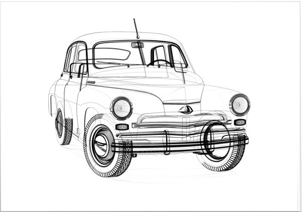 ГАЗ 24 сбоку рисунок