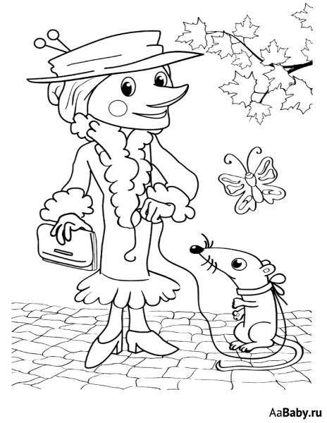 Раскраска Чебурашка Гена и Шапокляк