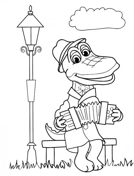 Чебурашка и крокодил Гена Шапокляк раскраска