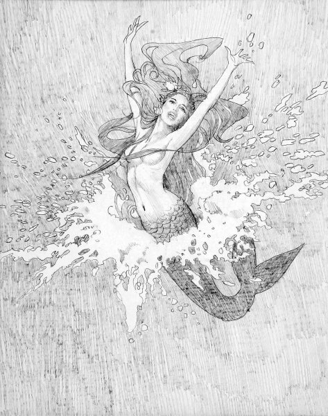Русалка рисунок карандашом