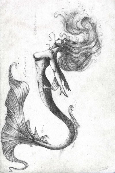 Русалка рисунок карандашом