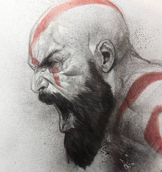 Кратос Бог войны карандашом