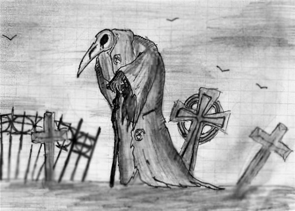 Кладбище рисунок карандашом