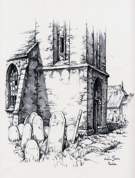 Архитектурный пейзаж углем