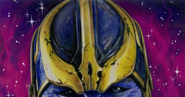 Рисунки цветными карандашами Танос