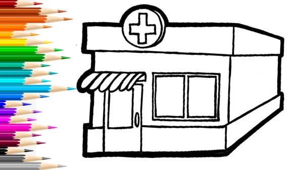 Витрина аптеки раскраска