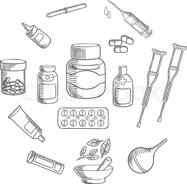 Лекарства раскраска для детей