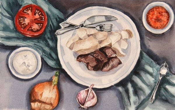 Хинкали рисунок карандашом