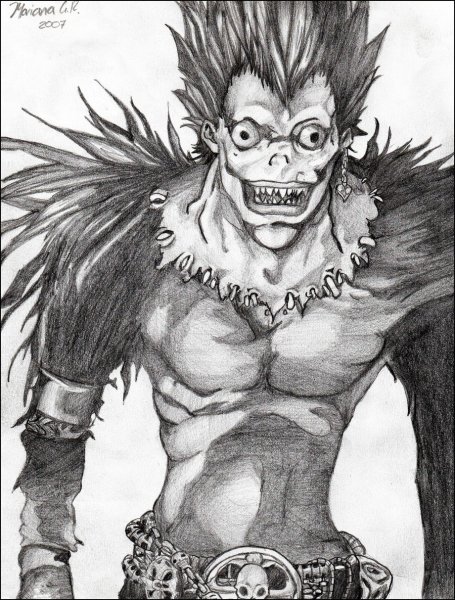 Тетрадь смерти Бог смерти рюк карандашом