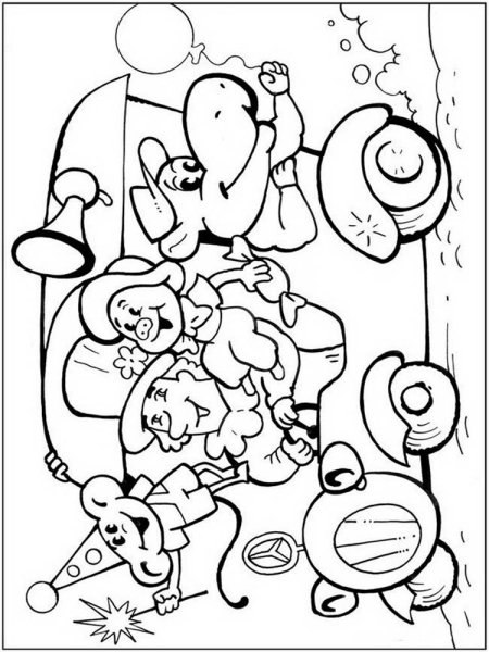 Раскраска поросенок фунти