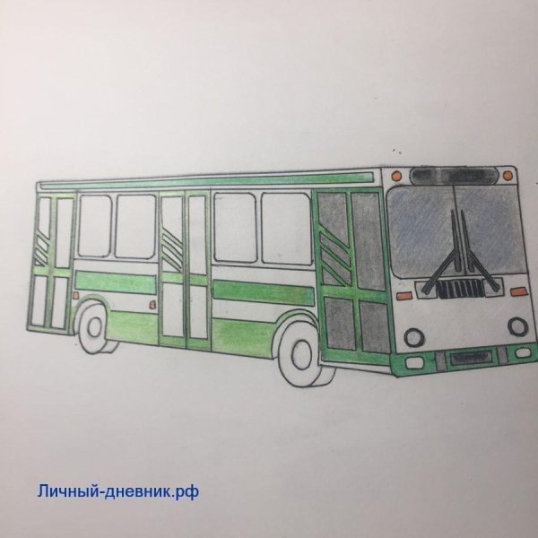 Автобус рисунок карандашом
