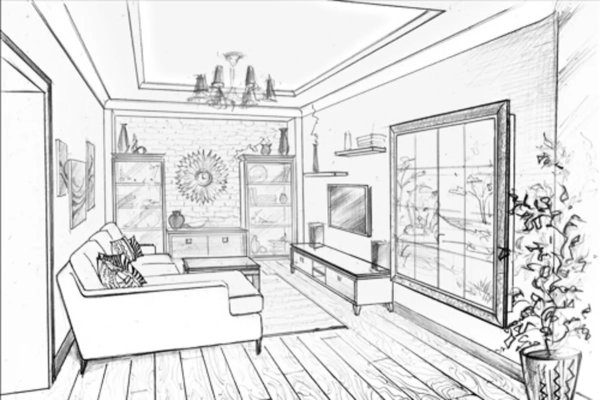 Интерьер эскиз перспектива