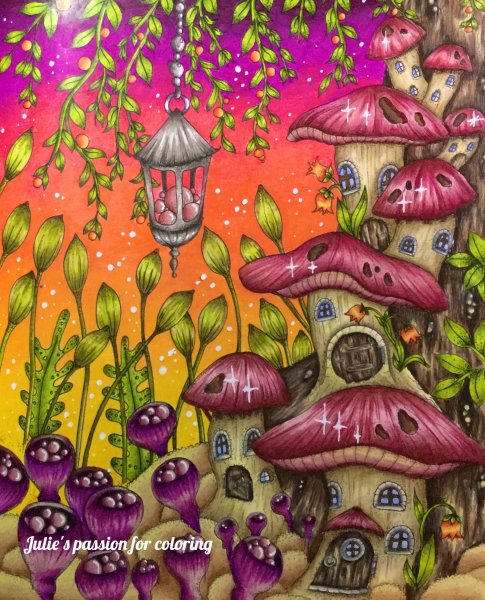 Грибы цветными карандашами