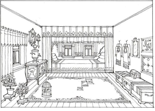 Раскраска комната музея для детей