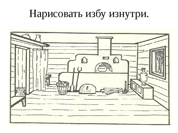Эскиз убранства русской избы