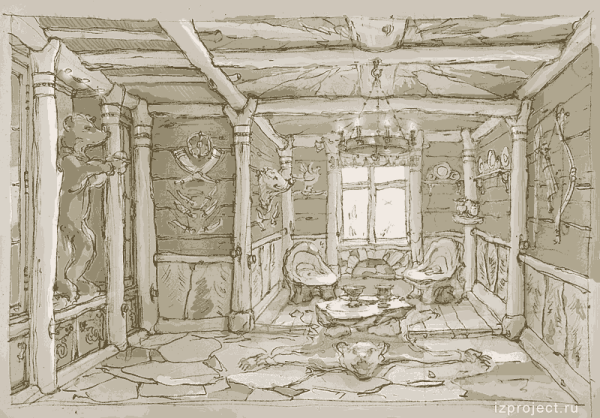 Зарисовка внутреннего интерьера
