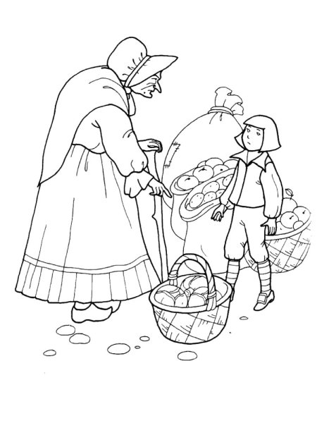 Братья Гримм золотой Гусь раскраска