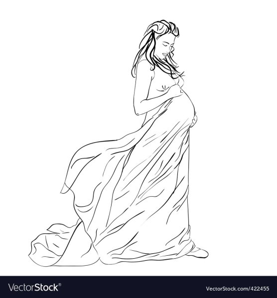 Беременная девушка карандашом