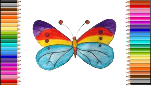 Синяя бабочка для срисовки