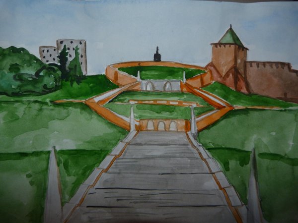 Чкаловская лестница Нижний Новгород Графика