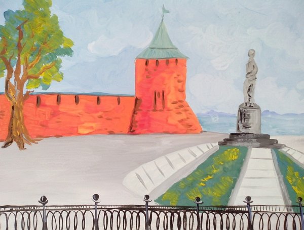 Чкаловская лестница Нижегородского Кремля рисунок