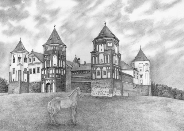 Мирский замок гравюра