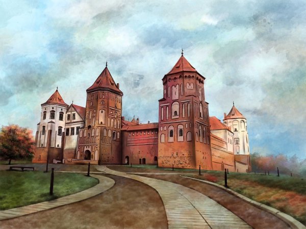 Мирский замок в Белоруссии живопись