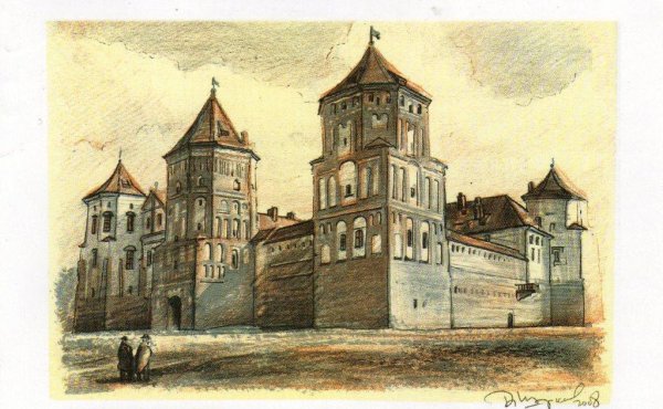 Мирский замок современная гравюра