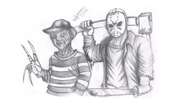 Раскраска Фредди Крюгер против Джейсона