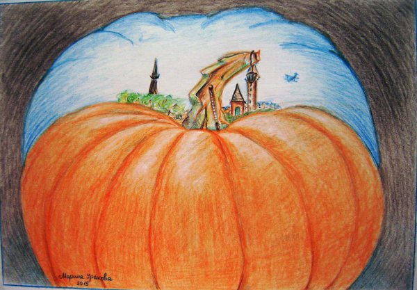 Тыква цветными карандашами