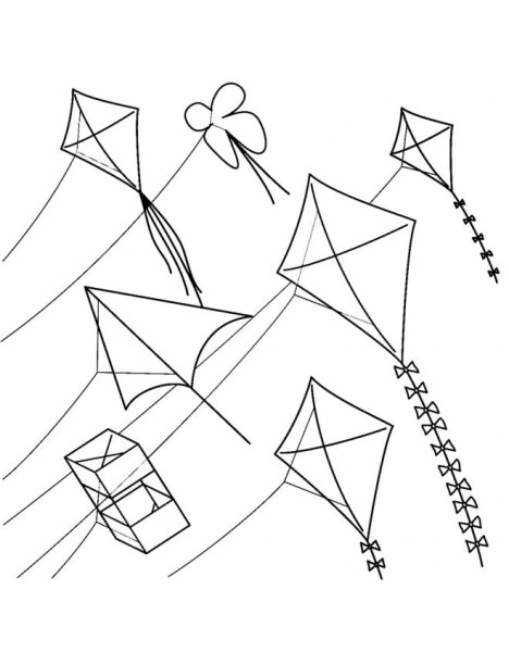 Воздушные змеи раскраска