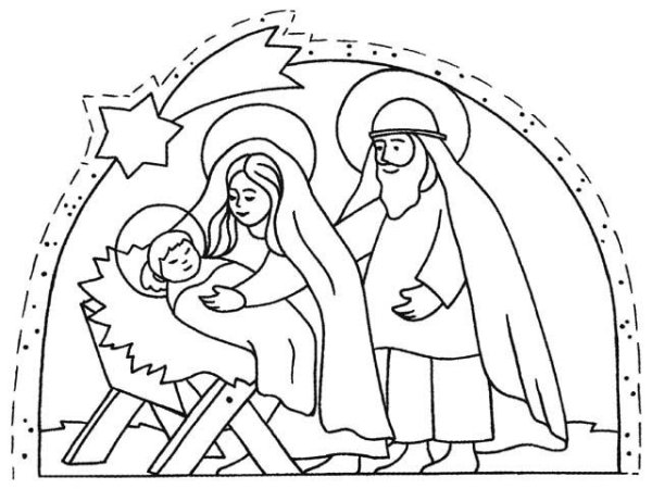 Рождественский вертеп раскраска