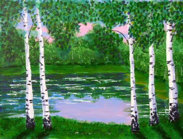 Березовая роща разукрашка