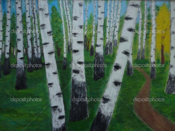 Роспись стен березы