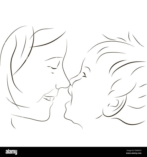 Контур лица матери и ребенка