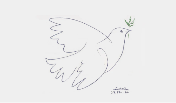 Веточка голубю мира контур