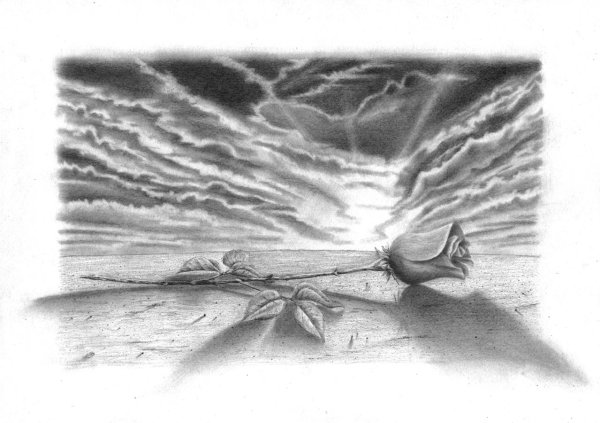 Закат рисунок карандашом простым