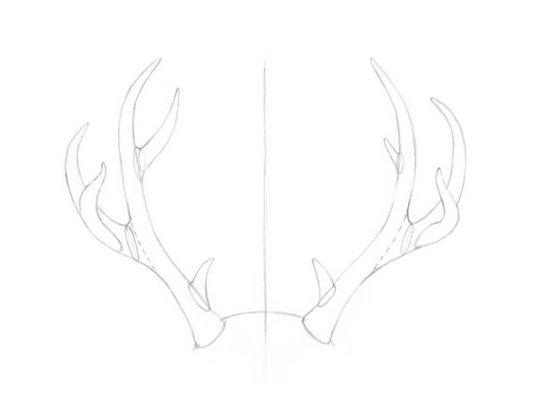 Рога оленя рисунок легкий