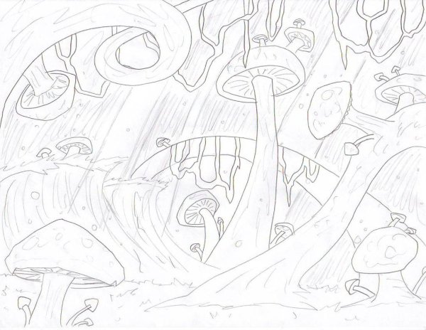 Сказочный лес карандашом