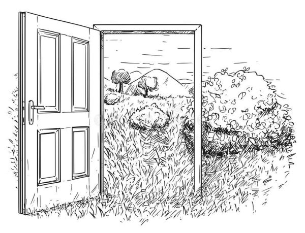 Открытая дверь в перспективе