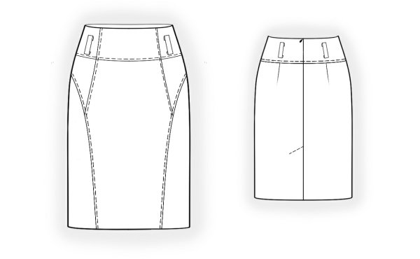 Юбка карандаш с кокеткой сзади