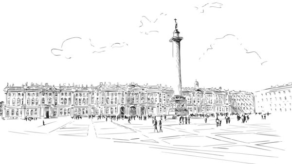 Дворцовая площадь в Санкт Петербурге вектор