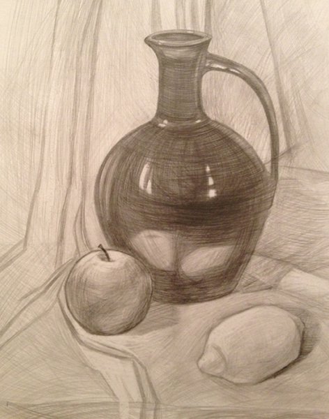 Натюрморт кувшин карандашом