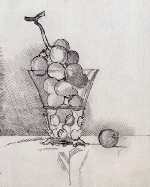 Натюрморт виноград карандашом