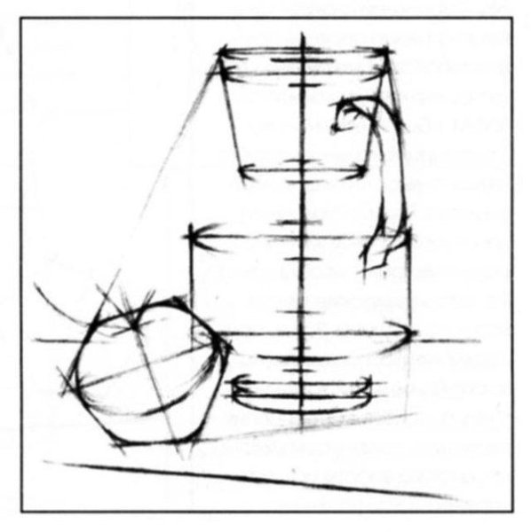 Рисование с натуры кувшина и яблока