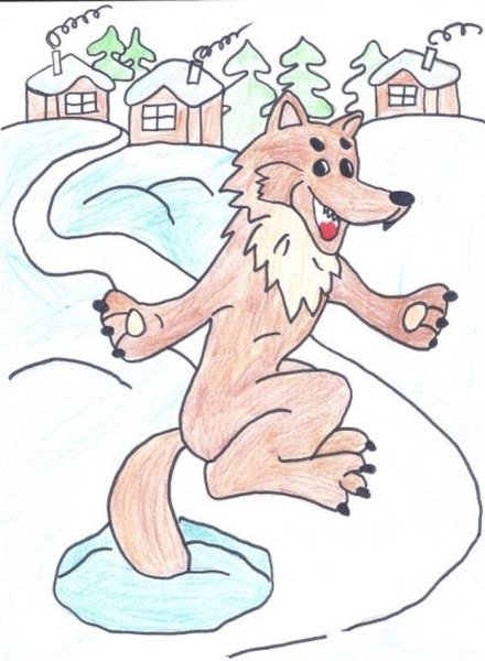 Рисунок к сказке лиса и волк