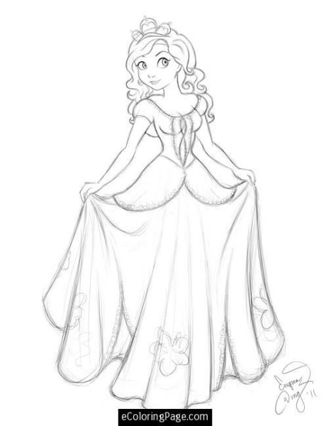 Принцессы для срисовки карандашом