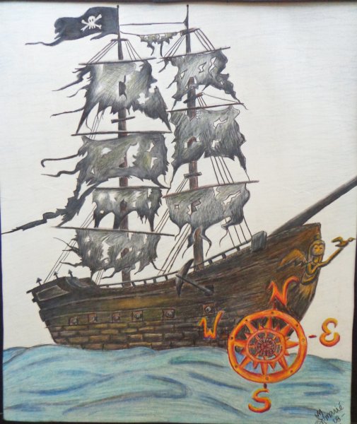 Пиратский корабль черная Жемчужина рисунок