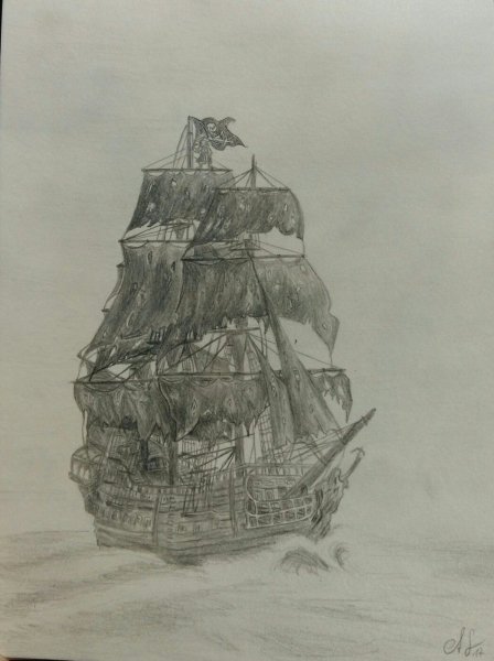 Раскраска пираты Карибского моря черная Жемчужина