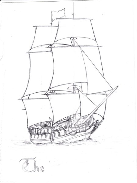 Вышивка корабль черная Жемчужина